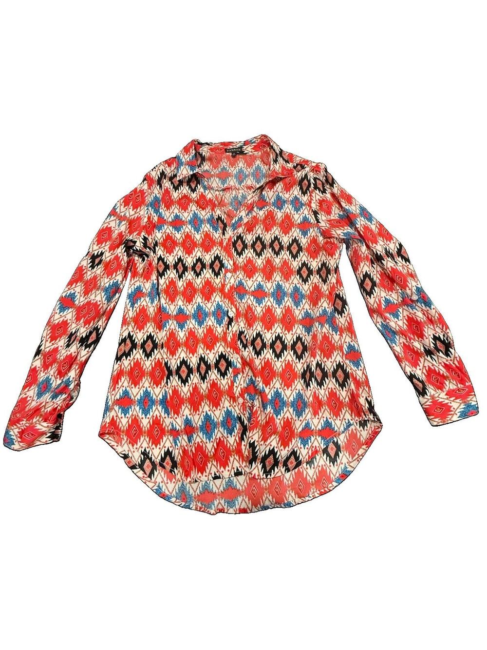 Hannah Women’s Small Aztec Button Front Blouse Southwestern Long Sleeve Shirt
